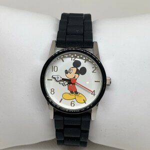 Women's Mickey Mouse Disney Molded-Hands silver Black tone Watch 27mm running